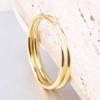 1 Pair Simple Style Solid Color Plating Titanium Steel Gold Plated Earrings main image 4