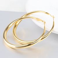 1 Paar Einfacher Stil Einfarbig Überzug Titan Stahl Vergoldet Ohrringe main image 2