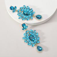 1 Pair Elegant Exaggerated Luxurious Geometric Plating Inlay Zinc Alloy Glass Dangling Earrings sku image 7