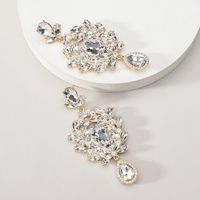 1 Pair Elegant Exaggerated Luxurious Geometric Plating Inlay Zinc Alloy Glass Dangling Earrings sku image 11