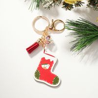 Cute Christmas Hat Christmas Socks Wood Christmas Unisex Keychain main image 3