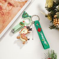 Cartoon Style Christmas Tree Santa Claus Pvc Christmas Unisex Keychain main image 2