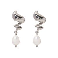 1 Pair Ig Style Simple Style Spiral Pearl Plating Stainless Steel 18k Gold Plated Drop Earrings main image 2