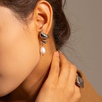 1 Pair Ig Style Simple Style Spiral Pearl Plating Stainless Steel 18k Gold Plated Drop Earrings main image 3