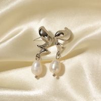 1 Pair Ig Style Simple Style Spiral Pearl Plating Stainless Steel 18k Gold Plated Drop Earrings main image 4