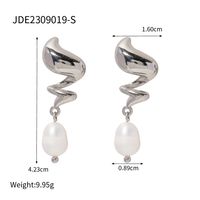1 Pair Ig Style Simple Style Spiral Pearl Plating Stainless Steel 18k Gold Plated Drop Earrings sku image 1