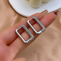 1 Pair Simple Style Shiny Geometric Plating Inlay Copper Zircon Earrings main image 4
