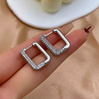 1 Pair Simple Style Shiny Geometric Plating Inlay Copper Zircon Earrings main image 2