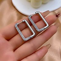 1 Pair Simple Style Shiny Geometric Plating Inlay Copper Zircon Earrings main image 3
