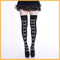 Women's Retro Exaggerated Color Block Cloth Over The Knee Socks A Pair sku image 3