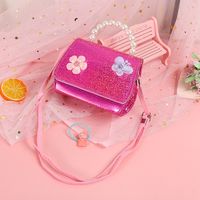 Girl's All Seasons Pu Leather Butterfly Cute Square Flip Cover Handbag main image 5