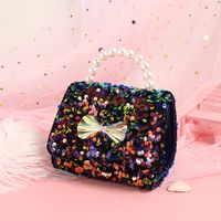Girl's Mini All Seasons Superfine Fiber Sequins Cute Square Flip Cover Handbag sku image 1
