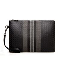 Men's Stripe Pu Leather Zipper Clutch Bag sku image 1