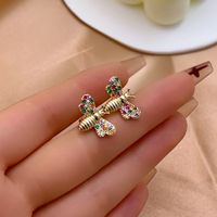 1 Pair Cute Simple Style Bee Plating Inlay Copper Zircon Gold Plated Ear Studs main image 3