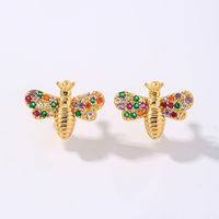 1 Pair Cute Simple Style Bee Plating Inlay Copper Zircon Gold Plated Ear Studs main image 2
