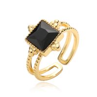 Retro Classic Style Geometric Copper Plating Inlay Zircon 18k Gold Plated Open Rings main image 2