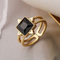Retro Classic Style Geometric Copper Plating Inlay Zircon 18k Gold Plated Open Rings sku image 2