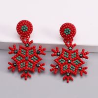 1 Piece Nordic Style Streetwear Snowflake Inlay Alloy Beads Gold Plated Drop Earrings main image 4