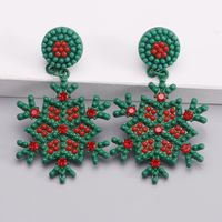 1 Piece Nordic Style Streetwear Snowflake Inlay Alloy Beads Gold Plated Drop Earrings sku image 4