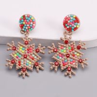 1 Piece Nordic Style Streetwear Snowflake Inlay Alloy Beads Gold Plated Drop Earrings main image 2
