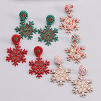 1 Piece Nordic Style Streetwear Snowflake Inlay Alloy Beads Gold Plated Drop Earrings main image 1