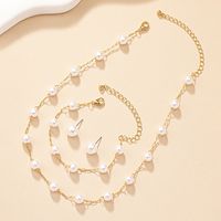 Elegant Vacation Sweet Pearl Alloy Plastic Plating 14k Gold Plated Women's Bracelets Necklace main image 3
