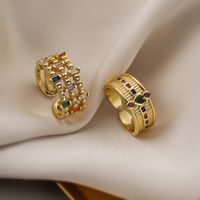 Glam Retro Geometric Copper 18k Gold Plated Zircon Open Rings In Bulk main image 1