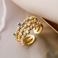 Glam Retro Geometric Copper 18k Gold Plated Zircon Open Rings In Bulk main image 4