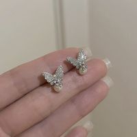 1 Paire Sucré Papillon Placage Incruster Le Cuivre Perle D'eau Douce Boucles D'oreilles main image 3