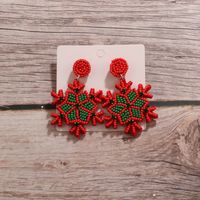 1 Pair Elegant Christmas Artistic Snowflake Beaded Cloth Glass Drop Earrings main image 2