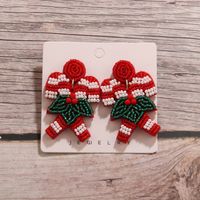 1 Pair Elegant Christmas Artistic Snowflake Beaded Cloth Glass Drop Earrings main image 4