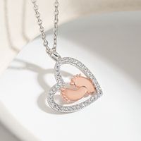 Sweet Heart Shape Copper Plating Inlay Zircon Pendant Necklace sku image 4