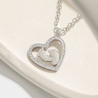 Sweet Heart Shape Copper Plating Inlay Zircon Pendant Necklace sku image 2