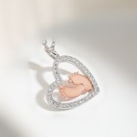 Sweet Heart Shape Copper Plating Inlay Zircon Pendant Necklace sku image 3