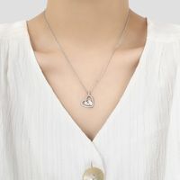 Sweet Heart Shape Copper Plating Inlay Zircon Pendant Necklace main image 2