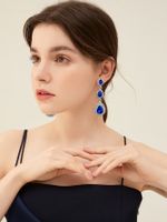 1 Pair Glam Luxurious Geometric Water Droplets Plating Artificial Crystal Drop Earrings main image 5