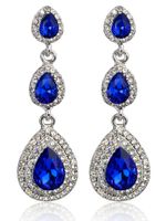 1 Pair Glam Luxurious Geometric Water Droplets Plating Artificial Crystal Drop Earrings sku image 1