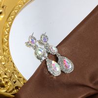1 Pair Glam Luxurious Geometric Water Droplets Plating Artificial Crystal Drop Earrings main image 1