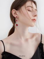 1 Pair Glam Luxurious Geometric Water Droplets Plating Artificial Crystal Drop Earrings main image 3