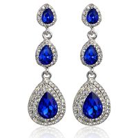 1 Pair Glam Luxurious Geometric Water Droplets Plating Artificial Crystal Drop Earrings main image 4