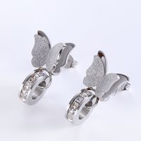 1 Pair Elegant Classic Style Butterfly Butterfly Inlay Stainless Steel Artificial Diamond 18k Gold Plated Rose Gold Plated Ear Studs main image 3