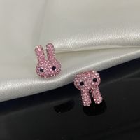 1 Pair Basic Rabbit Plating Inlay Copper Artificial Gemstones Ear Studs sku image 4