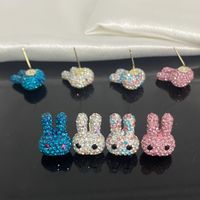1 Pair Basic Rabbit Plating Inlay Copper Artificial Gemstones Ear Studs main image 4