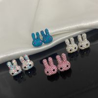 1 Pair Basic Rabbit Plating Inlay Copper Artificial Gemstones Ear Studs main image 3