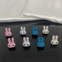 1 Pair Basic Rabbit Plating Inlay Copper Artificial Gemstones Ear Studs main image 2