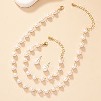 Elegant Vacation Classic Style Pearl Alloy Plastic Plating 14k Gold Plated Women's Bracelets Earrings Necklace main image 3