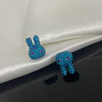 1 Pair Basic Rabbit Plating Inlay Copper Artificial Gemstones Ear Studs sku image 3