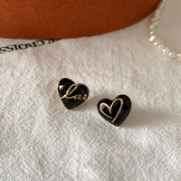 1 Pair Simple Style Heart Shape Plating Alloy Ear Studs sku image 2