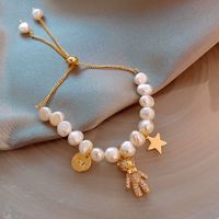 Elegant Cute Lady Bear Freshwater Pearl Copper Inlay Artificial Gemstones Bracelets main image 1