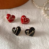 1 Pair Simple Style Heart Shape Plating Alloy Ear Studs main image 1